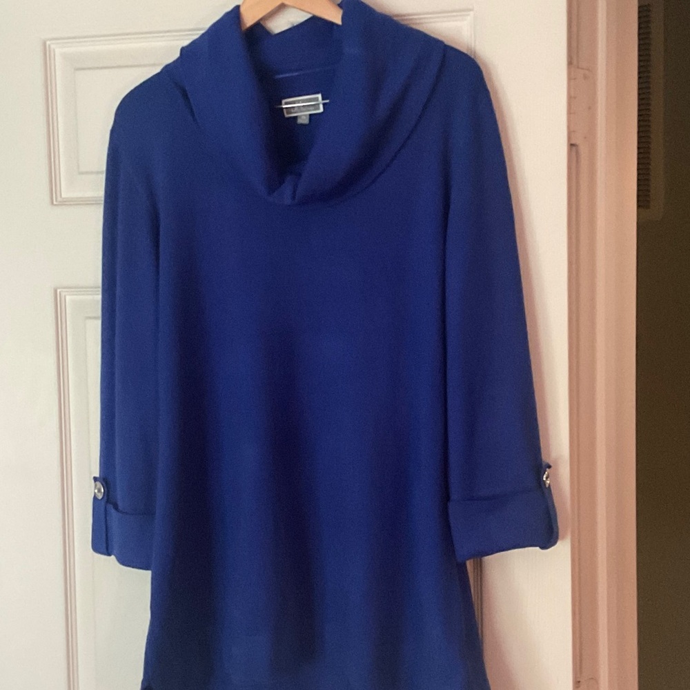 JM Collection Royal Blue Cowl Neck Sweater